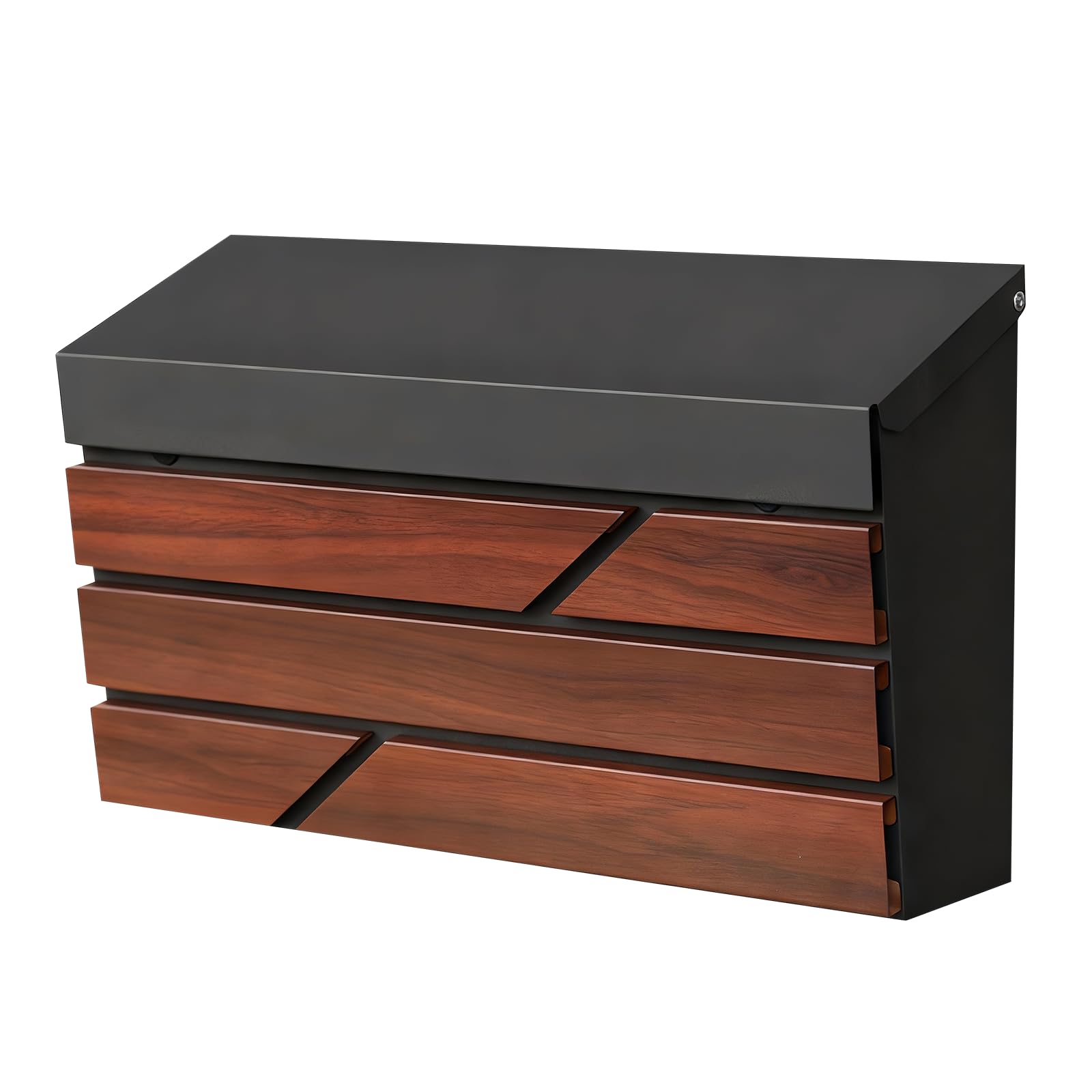 Photo 1 of YOOBOX Wall Mount Mailbox for House Outside, Large Capacity Mailbox Drop Box, Galvanized Steel and Rust-Proof Metal Post Box, 15.74"x9.84"x4.33", Wood