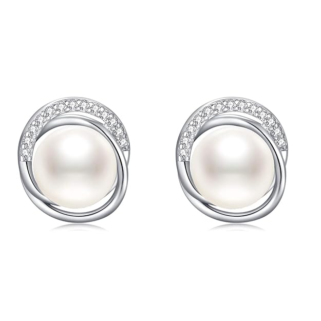 J.Vénus Perlen Ohrstecker Damen Perle Ohrringe Set Basic 925 Sterling Silber, Schmuck für Frauen Mädchen inkl. Geschenkbox