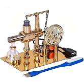 Hot Air Stirling Engine Motor Model,Stirling Engine Kit, Single-Cylinder Metal Stirling Engine External Combustion Engine Motor,DIY Hot Air Engine Gift of Air for Desktop EducationalToy (Gold)