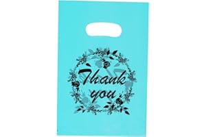 ysmile Thank You Plastic Shopping Bag with Handle Poly Die Cut Plastic Merchandise Bag for Retail Small Business 5.9"x7.8" 100 ct - Turquoise