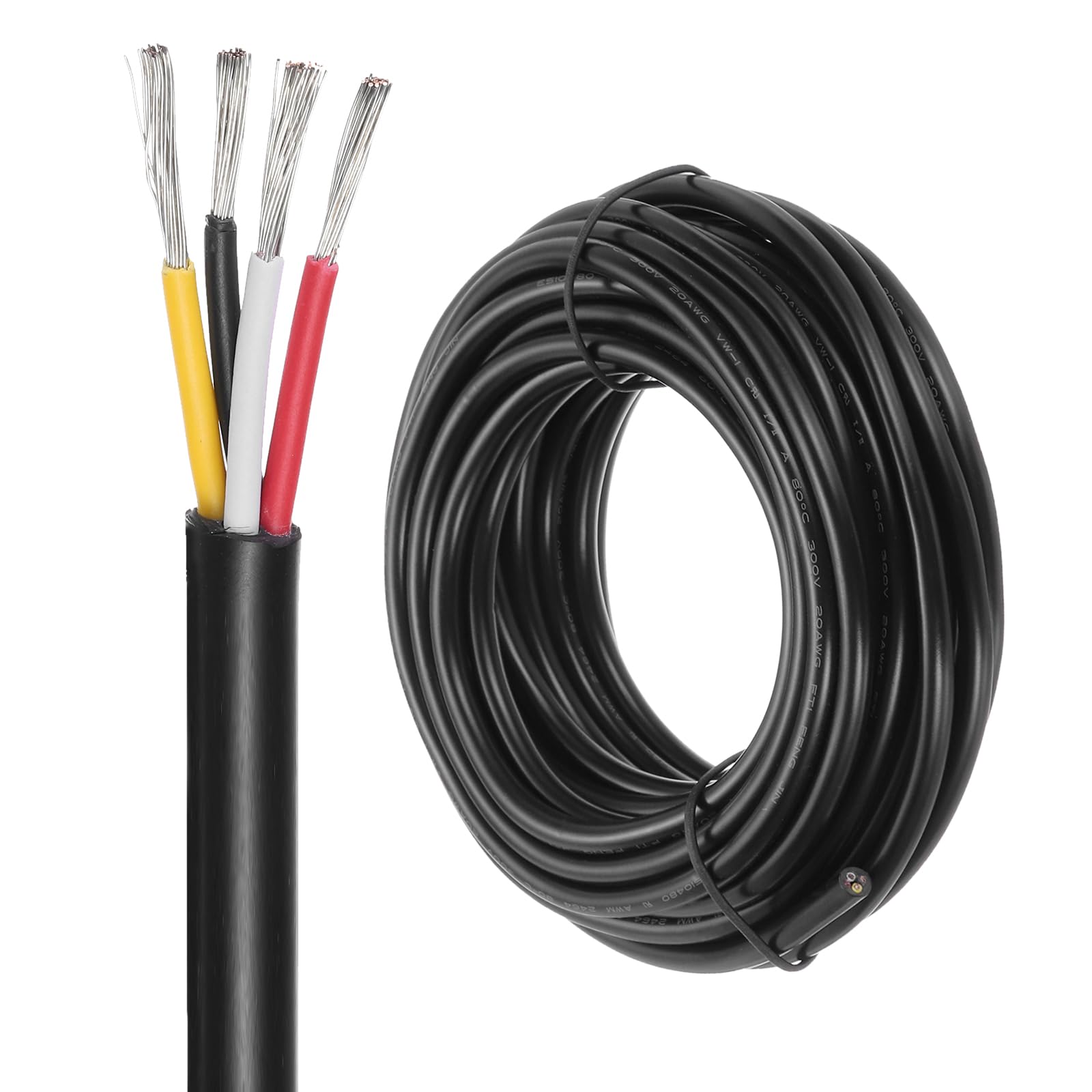 DMiotech 20 Gauge Wire Electrical Wire 4 Conductor, 20 AWG Extension Cable Cord 25 Ft/7.6 m UL2464 300V Stranded Tinned Copper Wire for LED Lighting Automotive