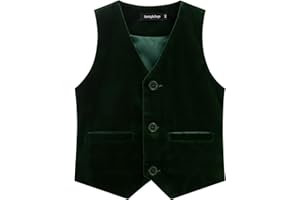 Spring&Gege Boys Girls Velvet Suit Vest Formal Dress Waistcoat with Pockets, Size 4-12 Years