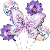 Antwhale Purple Number Balloon Set Pink Purple Butterfly Balloons And Circular Balloons Butterfly Themed Parties Baby Showers Girls'Birthdays Parties Anniversaries Wedding Supplies Dcoration