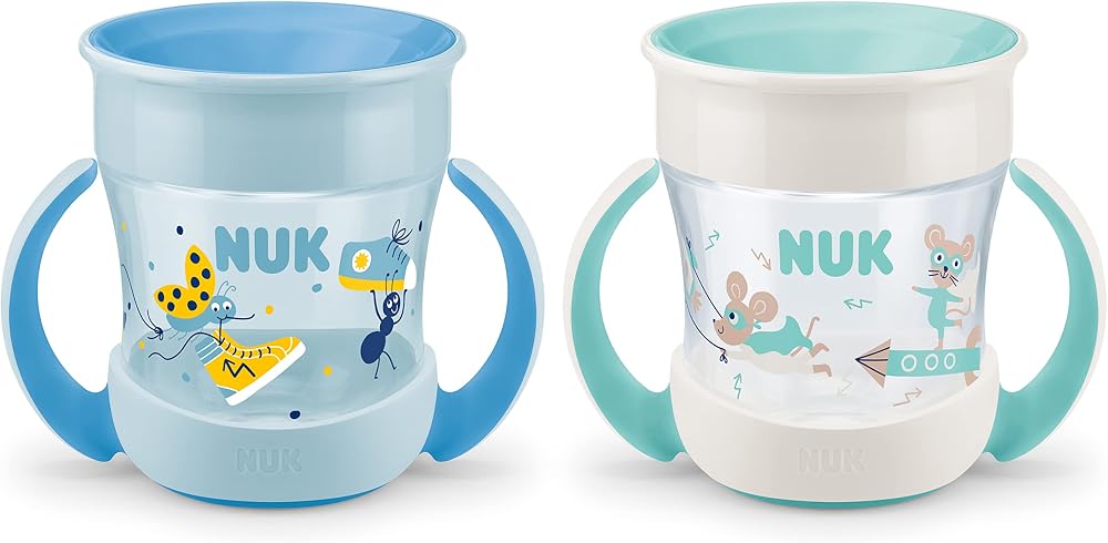 NUK Mini Magic Cup Sippy 360° Anti-Spill 160 ml Blue Turquoise 2 Count