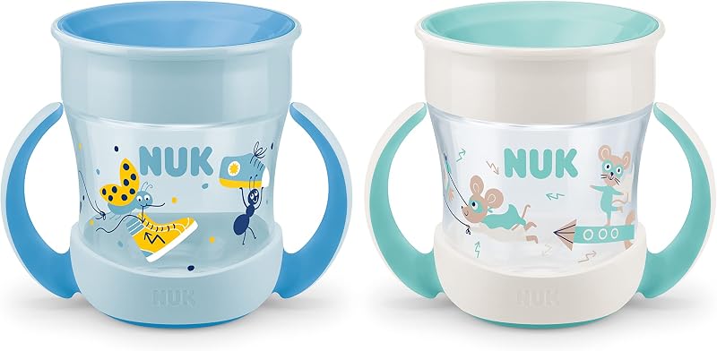 NUK Mini Magic Cup Sippy 360° Anti-Spill 160 ml Blue Turquoise 2 Count