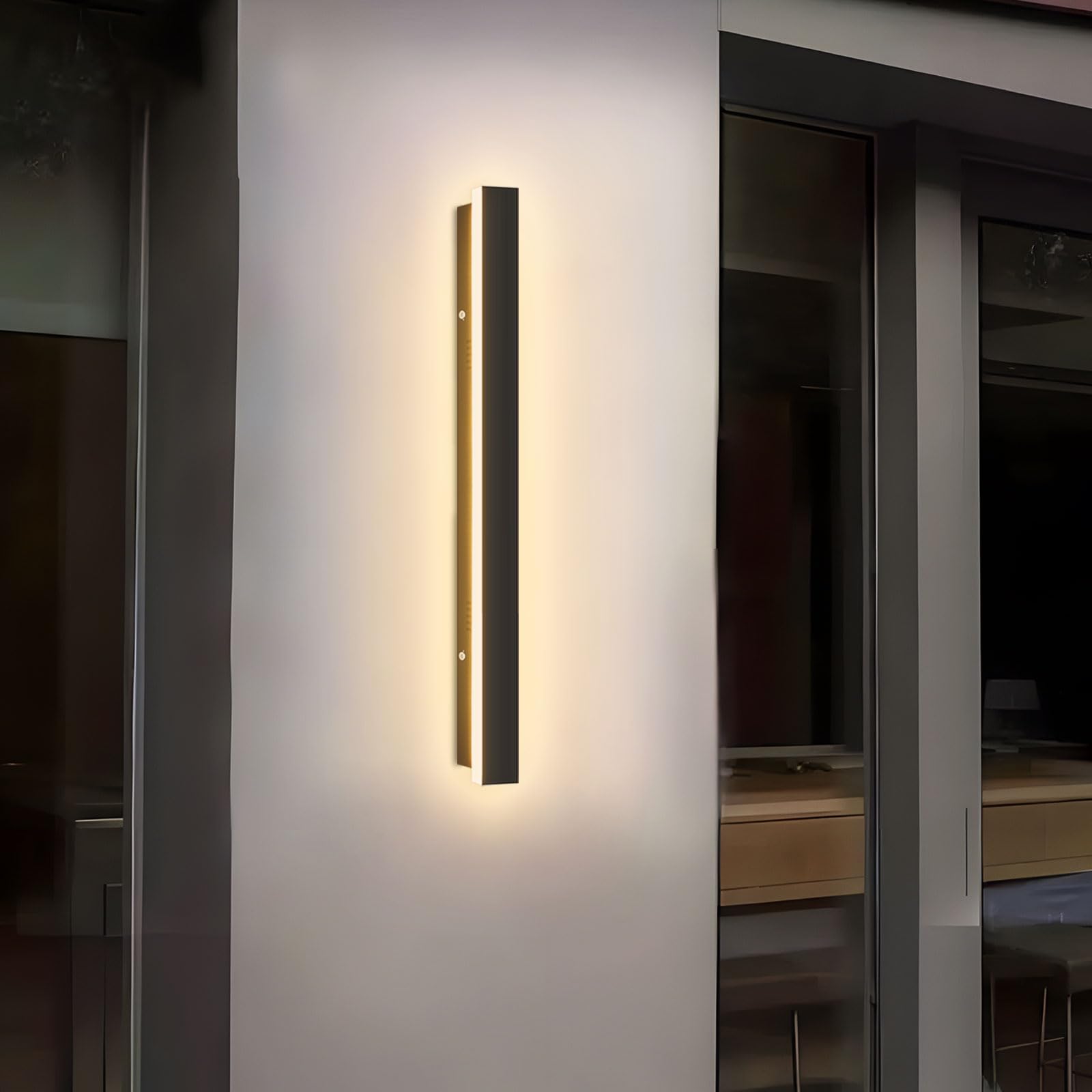 Mikeru 60CM Vertical Wall Lights, 22W Strip Lights Waterproof 3000k/4500k/6000k Hard Wired Front Door Light IP65 Acrylic Long Outdoor Wall Light for Shop Facade