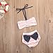 Baby Girls 2Pcs Swimwear Bikini Striped Halter Bra Top+Bow Bottom Swimsuit (1-2T, Pink&White)