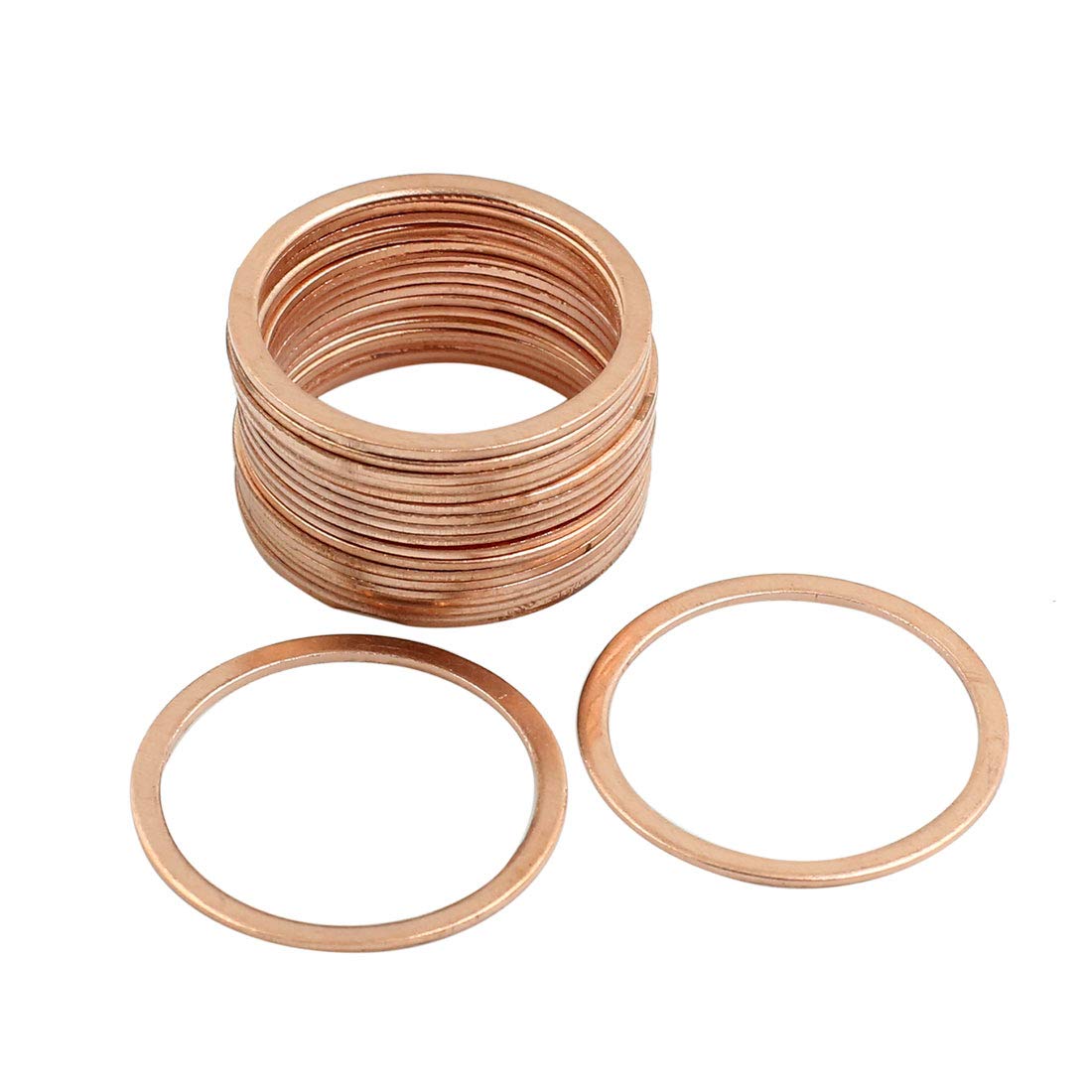 X AUTOHAUX 20 Pcs 27mm Inner Dia Copper Washers Flat Sealing Gasket Rings