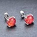 JunXin Three Color 925 Sterling Silver Round Cut Opal Stud Earring 7.5MM (Red)