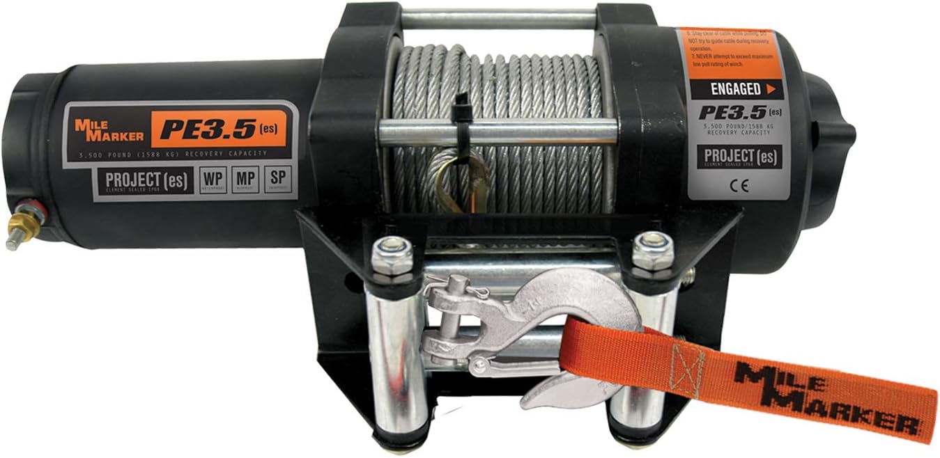 Mile Marker 77-50112BW Waterproof Winch, Silver, 3,500 Pound