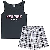 VENTELAN Women Pajamas Cute Tank and Shorts Set Soft PJS Sleepwear Loungewear