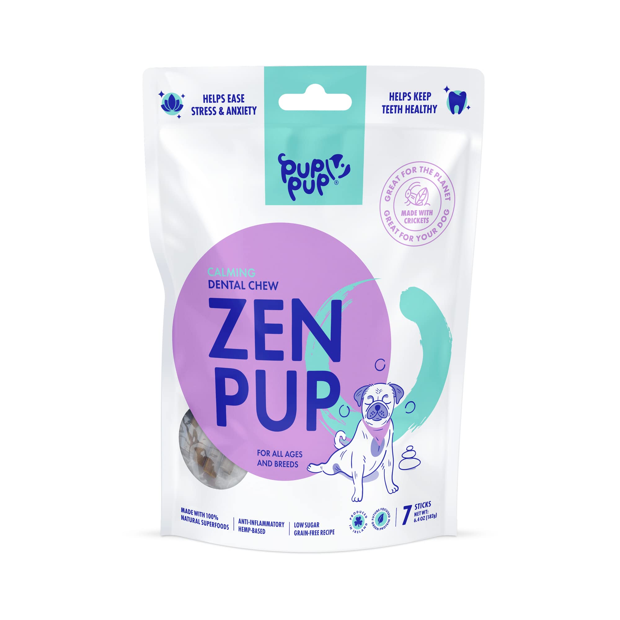 Pup Pup Zen Pup Naturally Calming Daily Dental Chew- Prebiotic (Insect Based) (182g =7x26g)