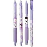 Edu Fun Erasable Pens Black Ink Gel Pen with Eraser Clear, Cute Pen for Girls and Boys,0.5mm Fine Point, Smooth Writing for Note Taking Marking Planner Crossword Puzzles (Purple)