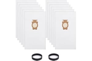 LBLVBNEWD 12 Pack Micron Magic HEPA Filter Plus Vacuum Bags 205811 204814 204811 for Kb Sentria, Sentria II, Avalir I, Avalir II, G3, G4, G5, G6, Diamond Edition, Generation 3 Vacuums (12 Bags + 2 Belts)