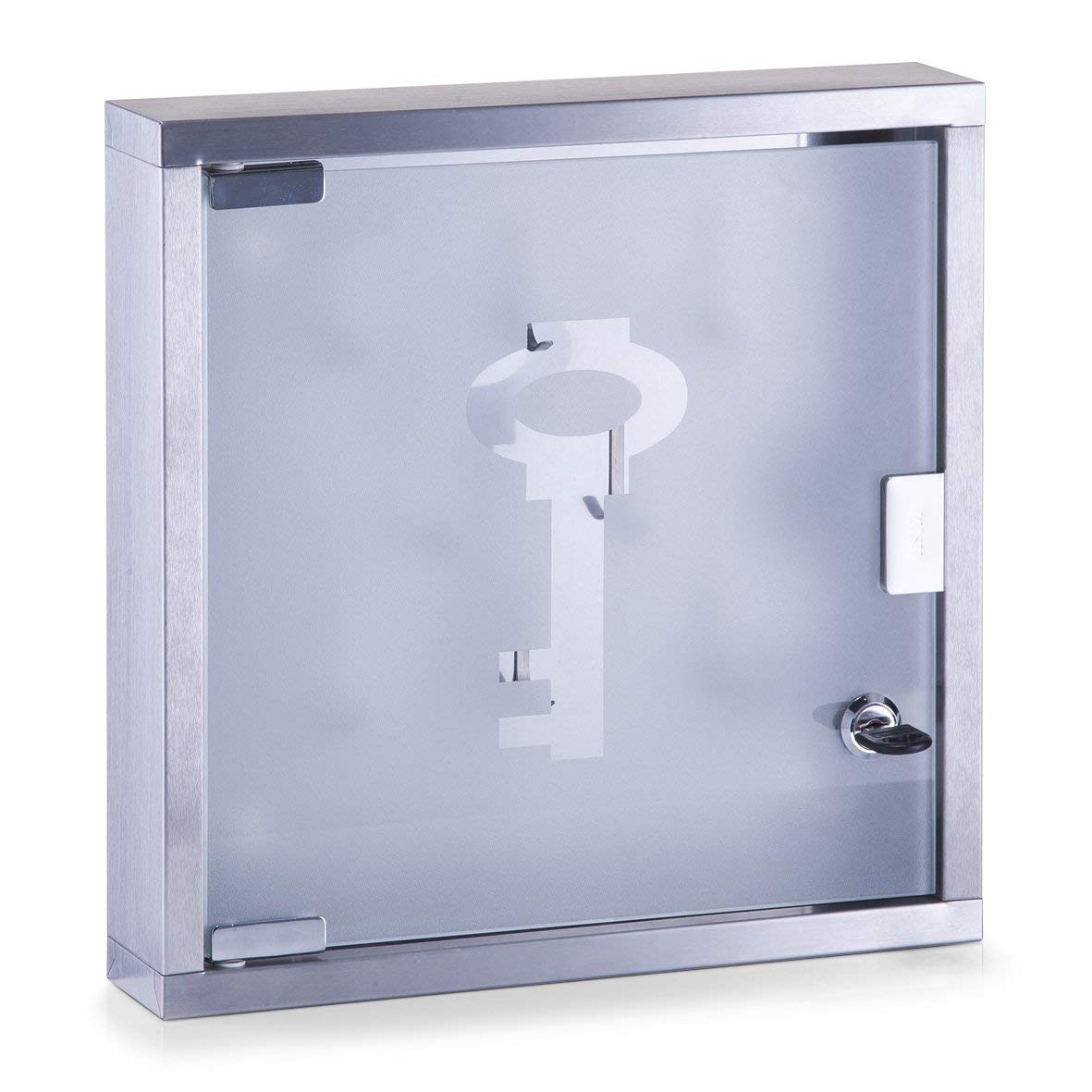 Zeller 13890 Key Cabinet 30 x 6 x 30 cm Glass and Stainless Steel