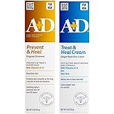 A+D Original Diaper Rash Ointment + Zinc Oxide Diaper Rash Cream 4oz Variety Pack - Prevents & Treats - Moisturizing Skin Protectant With Vitamins A & D