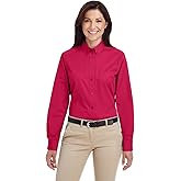 Ladies' Foundation 100% Cotton Long-Sleeve Twill Shirt with Teflon™ S RED