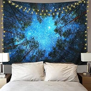 Dremisland Forest Starry Tapestry Galaxy Tapestry Wall Hanging Blue Wall Tapestry Hippie Milky Way Tapestry Night Sky Tapestry Mandala Decor for Bedroom Living Room(M/203 * 153cm（80″*60″）)