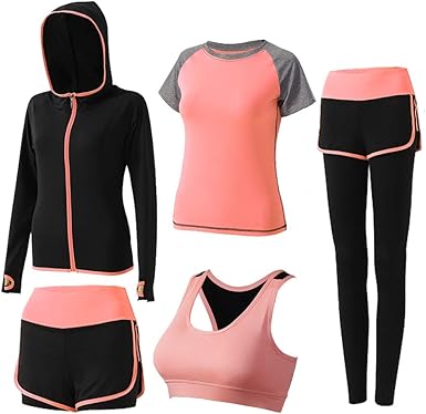 Sokaly 5 Piezas Conjuntos Deportivos para Mujer Chándales Ropa de ...