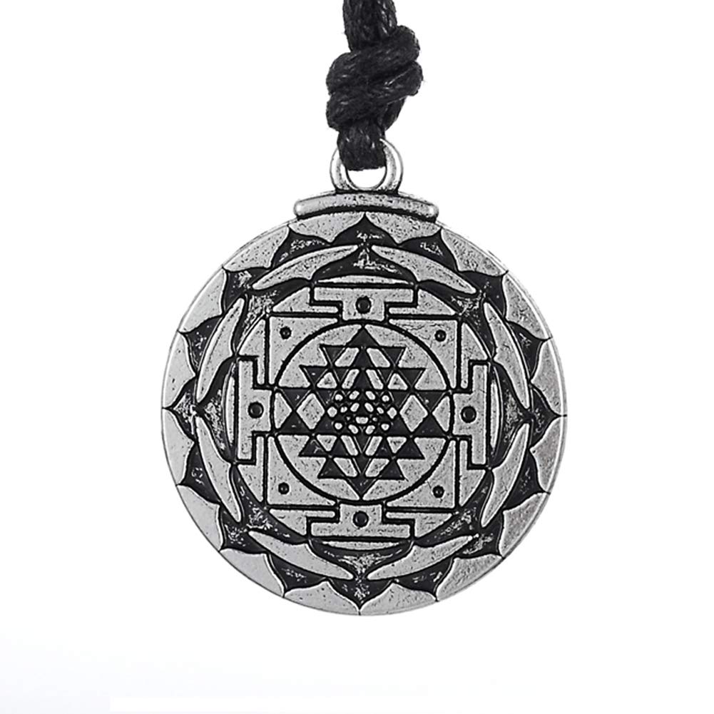 Sri Yantra Great Wealth Hindu Goddess Pendant Neckalce Tantric Yoga Jewelry for Men Women