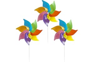 3PCS Pinwheels 15" Rainbow Pinwheels for Kids with Stakes for Yard and Garden Decorative Scare Birds Away for Lawn Patio Outd