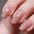 FZANEST Rose Gold Glitter Gel Nail Polish Holographic Color Sparkle Gel Nail 15ml
