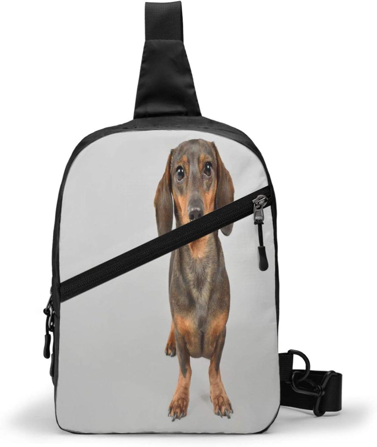 Cute Dachshund Puppy Fun Dog Small Sling Backpack One Strap Bag Hiking