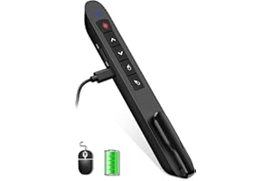 LIFUFUTEE Presentation Clicker with Air Mouse Control, Rechargeable USB Clicker for Powerpoint Presentations, Wireless Presenter Rf 2.4Ghz Powerpoint Clicker Slide Advance for Computer Laptop Mac