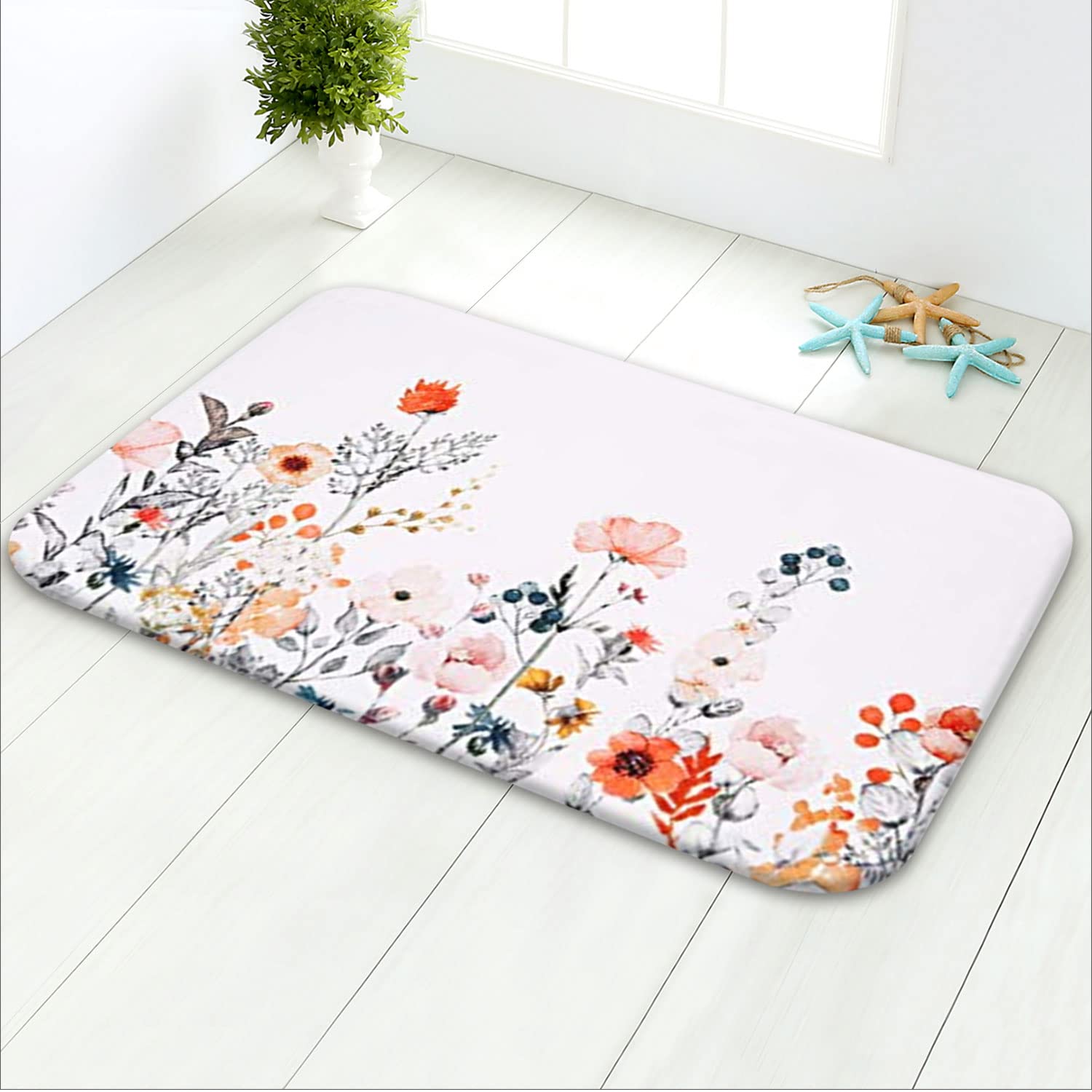 LIVILAN Flower Bath Mat, Floral Rugs — image 1