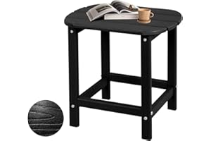 Plawdlik Hdpe Outdoor Adirondack Side Table, Wooden Textured, Set for Patio, Garden, Porch, Pool Composite Patio, Backyard, Bathroom and Indoor, Maintenance & Weather Resistant(Black)