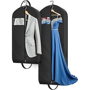 MISSLO 43"+65" Garment Bags for Travel 2 Packs Gown Dress Bag for Hanging Clothes with Suit Bags for Closet Storage Waterproo