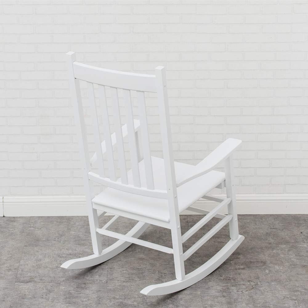 B&Z KD-25W Wooden Rocking Chair Heirloom Contoured Porch Rocker Indoor Outdoor (White) : Garden & Outdoor