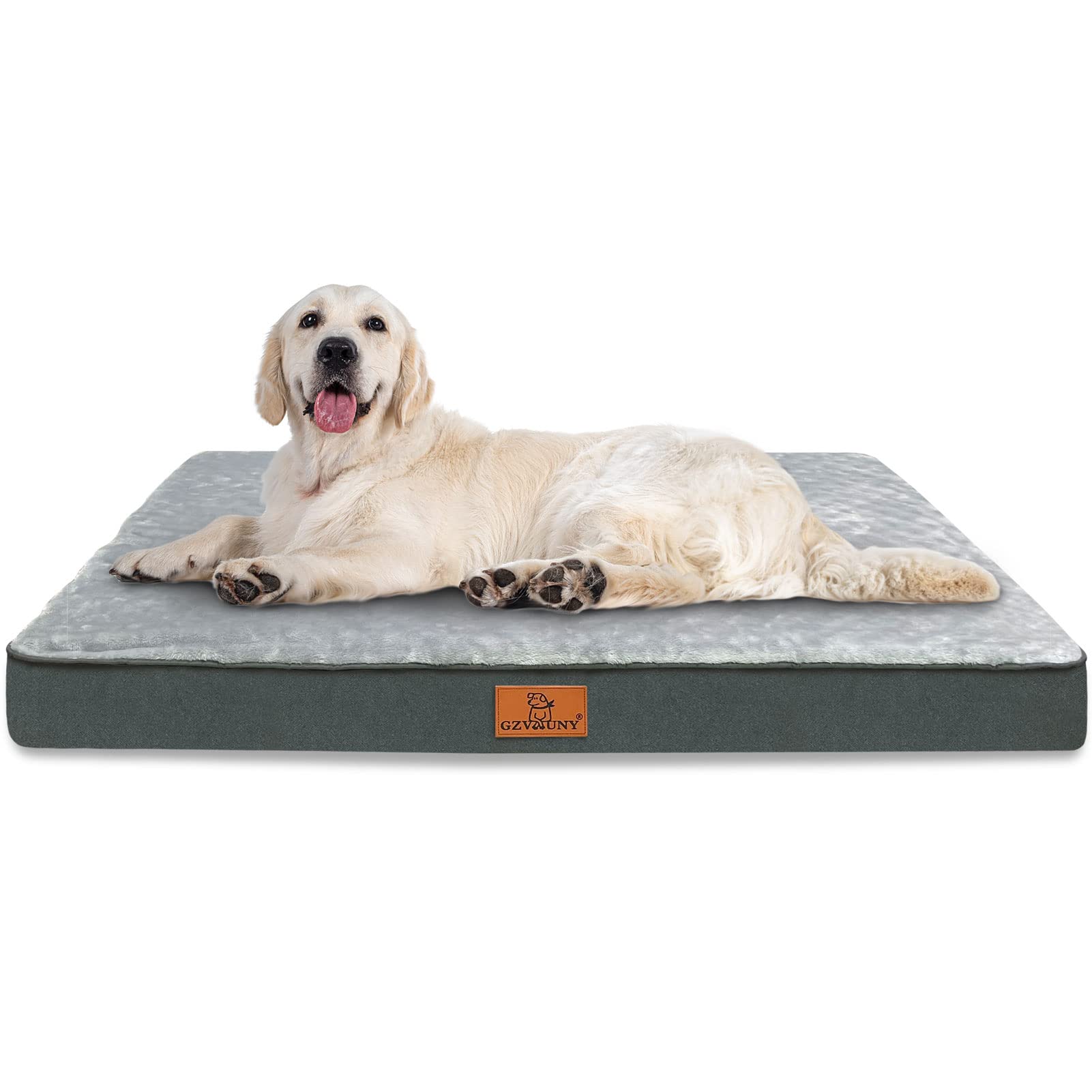 Gzvxuny Orthopedic Dog Bed for Medium, Large and Extra Large Dogs, Dog Bed with Removable Waterproof Cover, Egg Foam and Non-Slip Bottom, Pet Bed Machine Washable, Grey L(90x60x8cm)