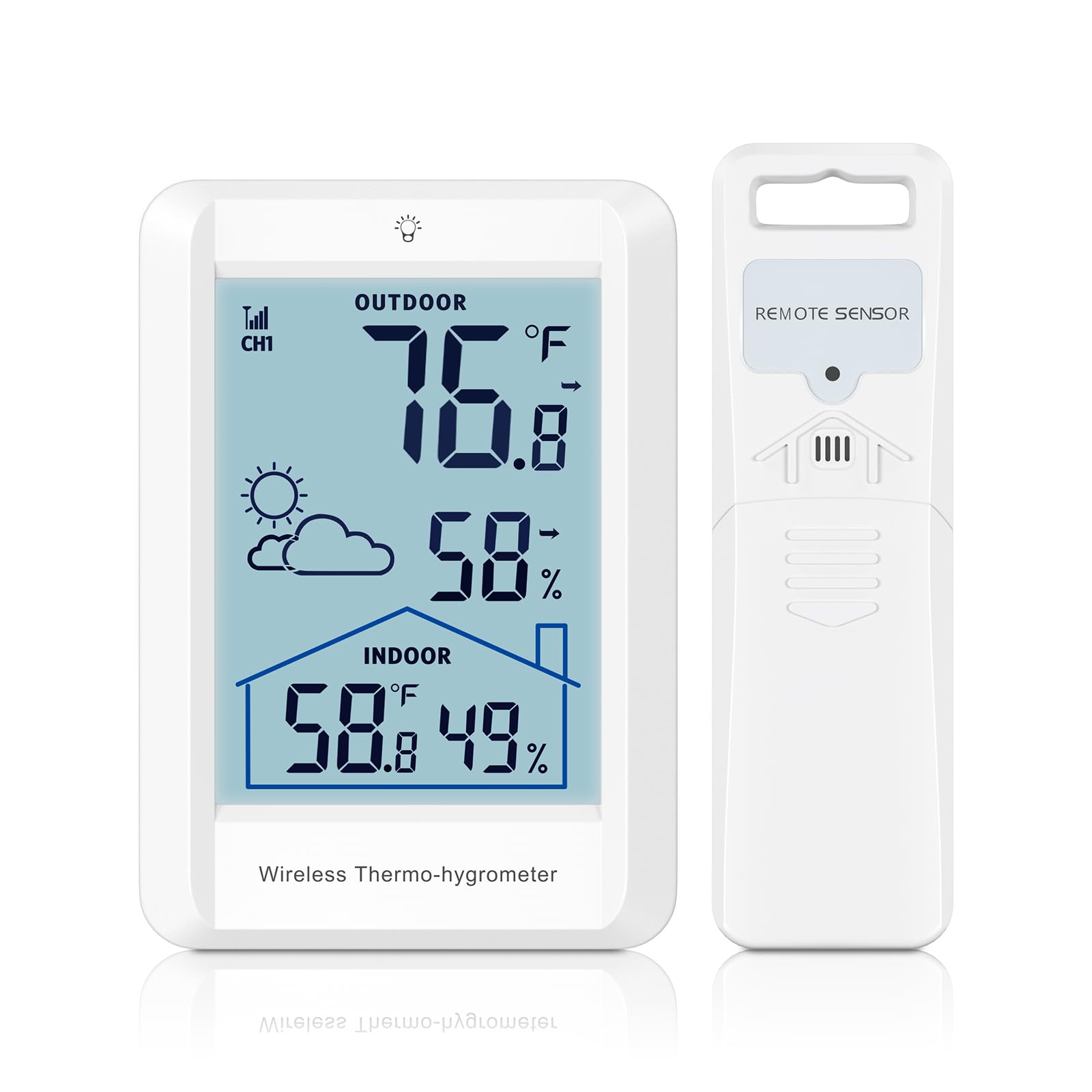 Ankilo Indoor Outdoor Thermometer Wireless Weather Stations, Accurate Digital Hygrometer Temperature Humidity Meter,328ft/100m Range,Inside Outside Thermometer for Home Patio