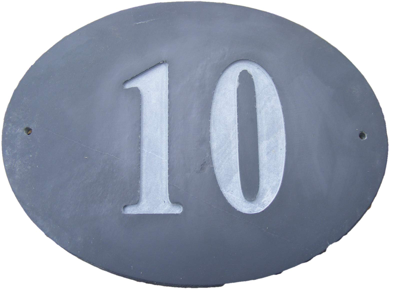 OVAL NATURAL GREY SLATE HOUSE DOOR NUMBER 7" x 6" DEEPLY ENGRAVED NATURAL SURFACE SIGN PLAQUE HOUSE WARMING GIFT (175 x 150mm) ROUND UK (10) — image 1