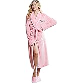 Lotus Linen Plush Robes for Women - Soft Bathrobe, Custom Monogram, Warm Fleece Robe with Pockets