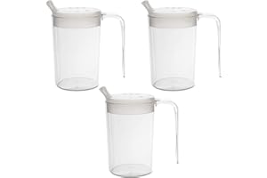 PROVIDENCE SPILLPROOF Independence 10oz 1-Handle Plastic Mug with 2 Style Lids, Lightweight Drinking Cup with Easy-to-Grasp Handles for Hot and Cold Beverages, PSC 55 Spill-Resistant Adult Sippy Cup - 3 Pack