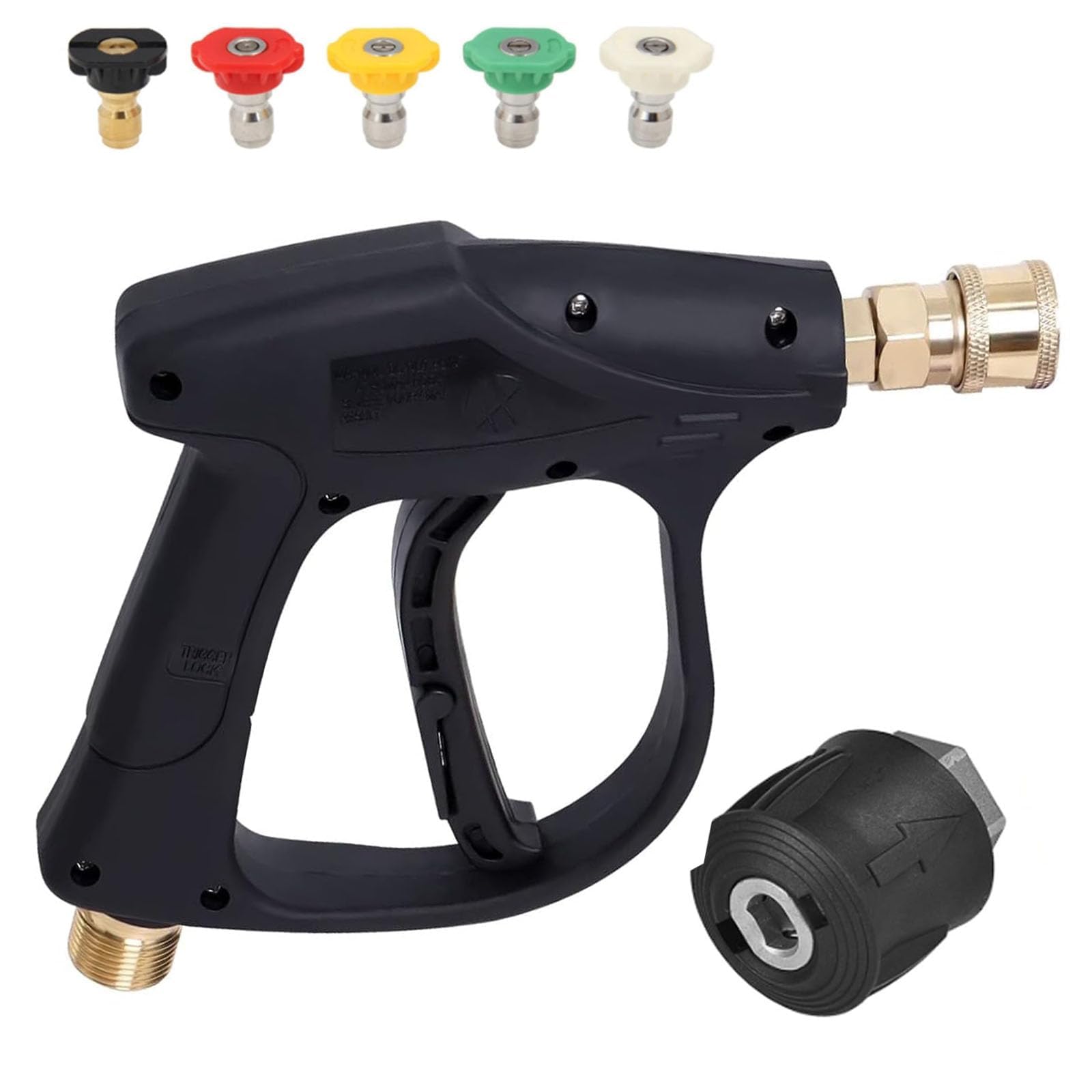 GIONAR 4350 PSIPressure Washer Gun, High Power Jet Wash Gun with 5 Nozzles, Compatible with Karcher, Ideal for Car Washing & Cleaning(1/4" Quick Connector & M22 14MM Fitting)
