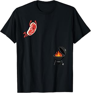 Steak Dive Funny Flying Steak BBQ Grilling Cartoon Humor Art T-Shirt