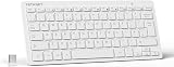 TECKNET 2.4G Wireless Keyboard Small Ultra Slim 14 Hotkeys White