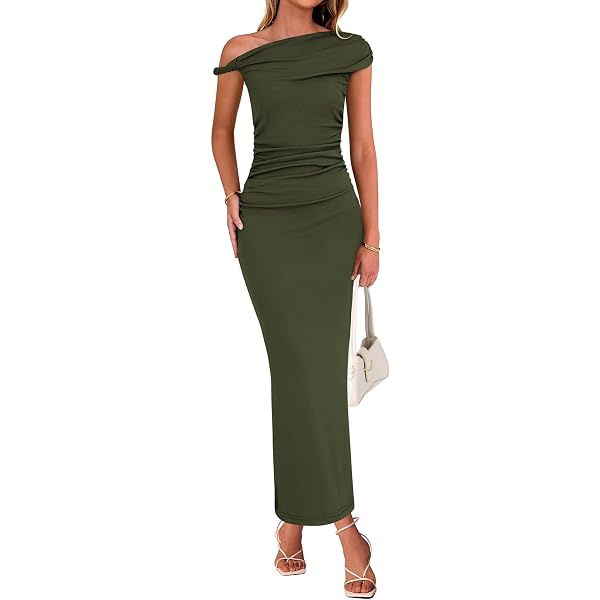 green emerald velvet dress Petal and Pup Women's Nadia One Shoulder Maxi Dress - Sage