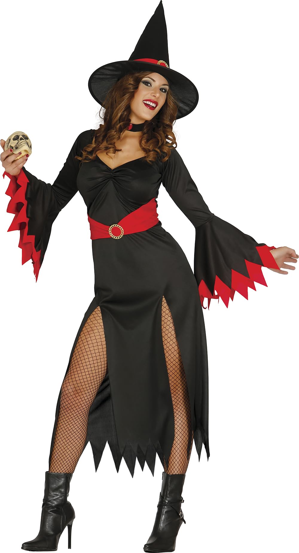 FIESTAS GUIRCA Ladies Witch Costume with Red Trim Halloween Size M 10-12