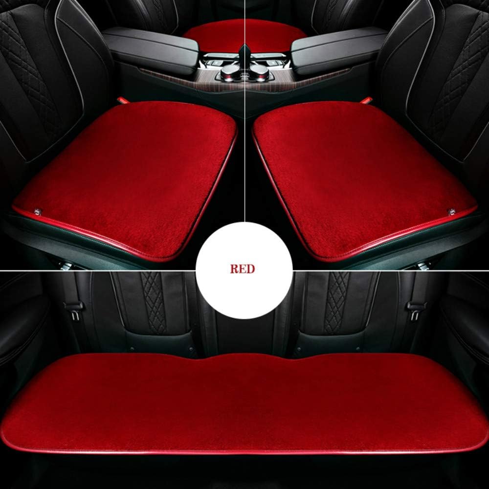 Car Seat Cover Set Car Accessories Chair Protector Cushion Cushion 3 Pieces Wool (Red)