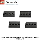 Lego Parts: Tile, Modified 3 x 4 with 4 Studs in Center - Minifigure Display Base (PACK of 4 - Black)