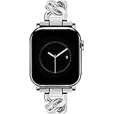 JR.DM Silver Watch Bands for Women Compatible with Apple Watch 46mm 42mm(S3/2/1) 44mm 45mm 49mm Adjustable Metal Single Chain Bracelet for iWatch Series 11/10/9/8/7/6/5/4 SE 3/2/1 Ultra (No Case)