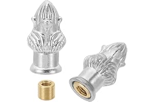 PATIKIL 33 x 16mm Lamp Finials Caps Knob, 2 Set Solid Lamp Shade Top Decoration Screw Cap Nuts with Brass Reducing Adapter fo