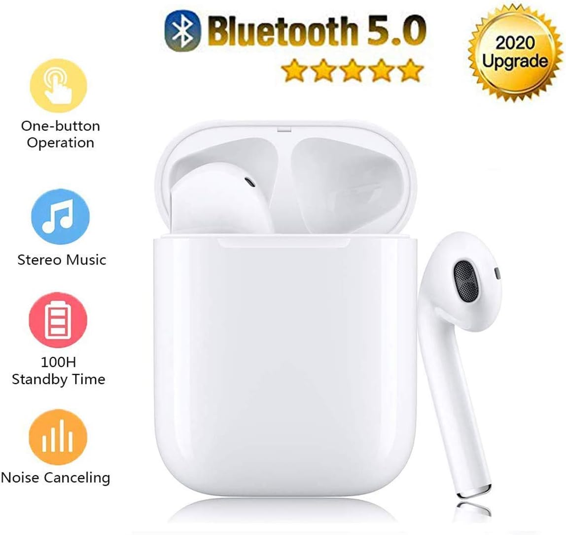 Upgraded Bluetooth 5.0 Wireless Earbuds, Bluetooth Headphones with 35 Hour Playtime Deep Bass HiFi 3D Stereo Sound, Built-in Mic Earphones with Portable Charging Case for Smartphones and Laptops - H02