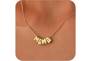 SLOONG Mama Necklace Letter Necklace 18K Gold Plated Dainty Mother and Daughter Matching Gift for New Mom Boyfriends Mom Women Mother's Day Mama Gifts