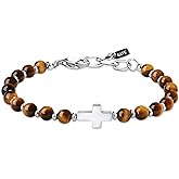 GAVU Men’s Cross Bracelet, Beaded Bracelet for Men, Crystal Bracelet for Men