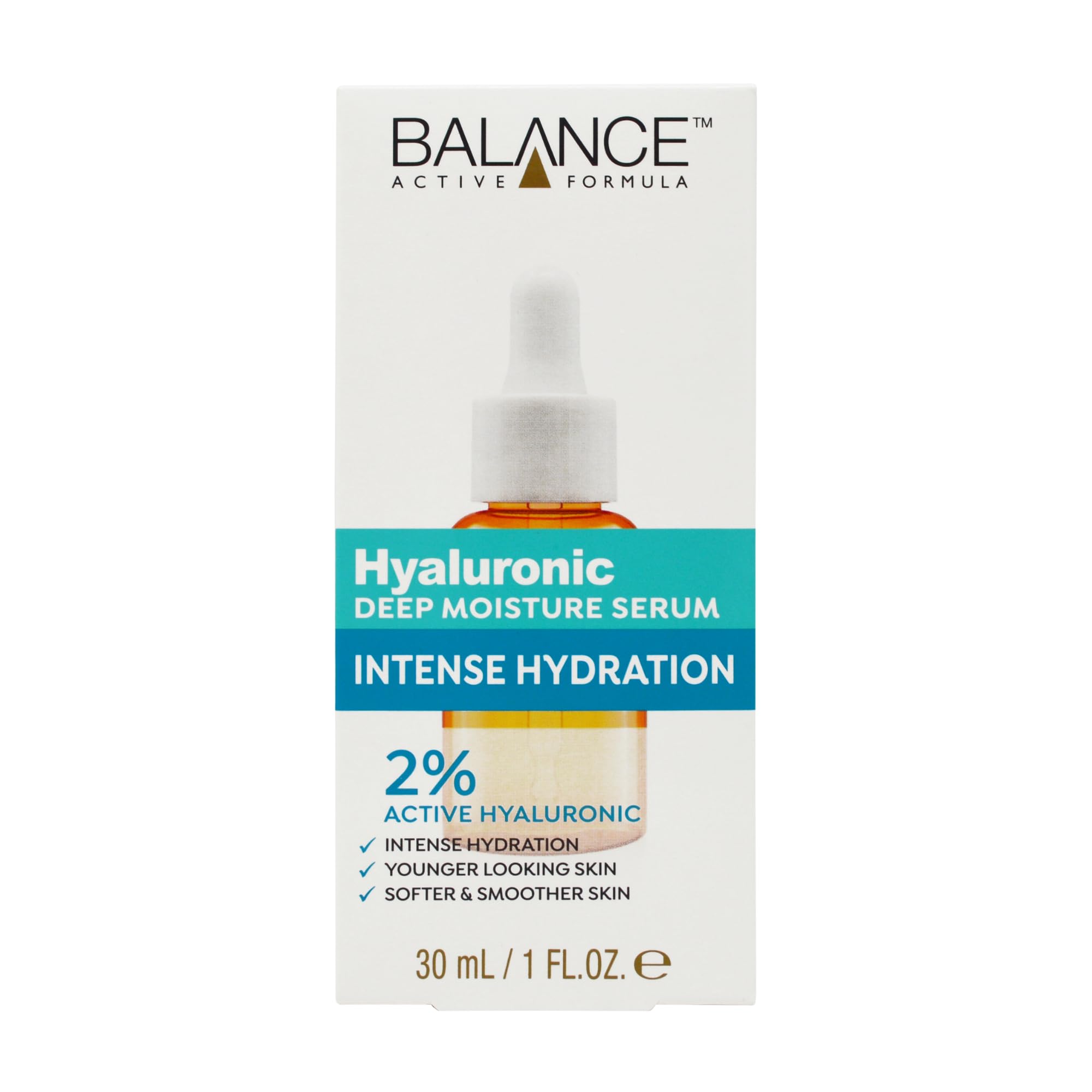 Balance Active Formula 2% Hyaluronic Acid Hydrating Serum, Smoothes and Plumps Anti-Aging Fine Lines, Lightweight Non-Sticky, 30 ml for Radiant Skin